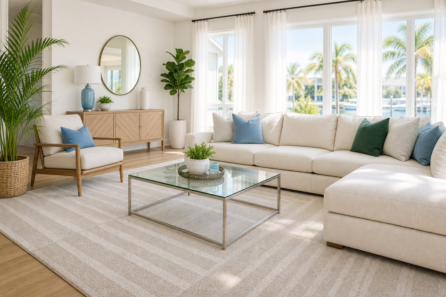 Spotless living room after a professional deep clean