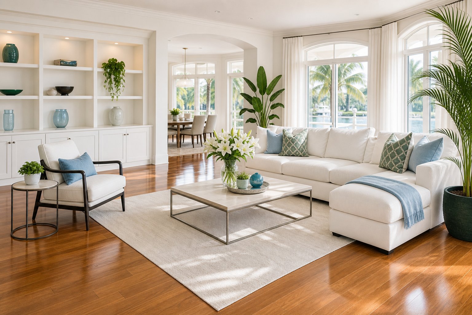 Luxury residential living room after deep cleaning